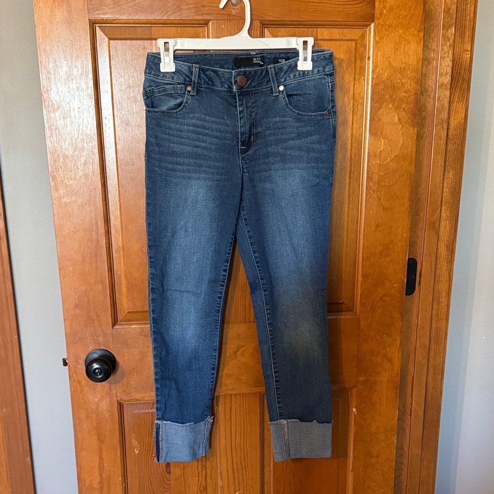 1822 Denim Dark Blue Cuffed Ankle Jeans